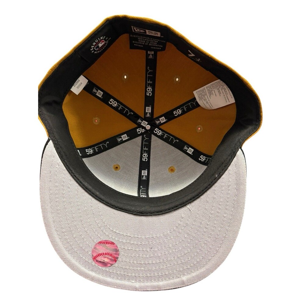 New Era LA Dodgers 59FIFTY Fitted Hat 7 1/4 Gold Mustard Black MLB - Picture 7 of 9